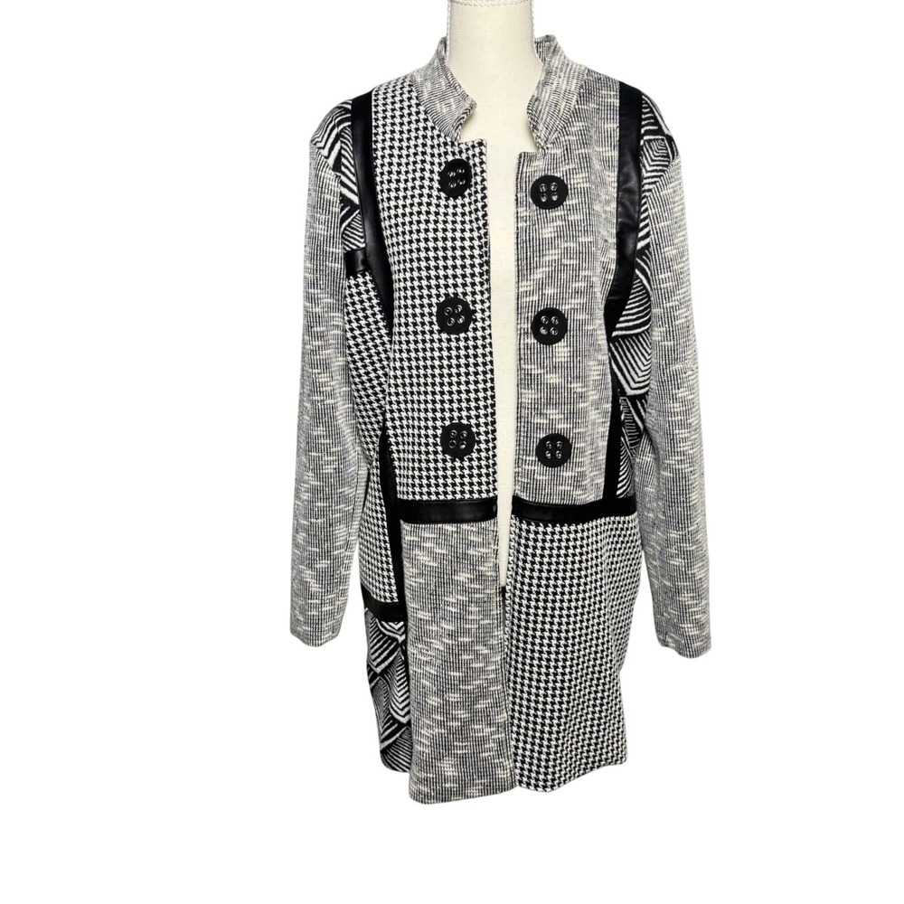 à la carte Size XL black white patchwork coat houndstooth artsy grunge boho chic